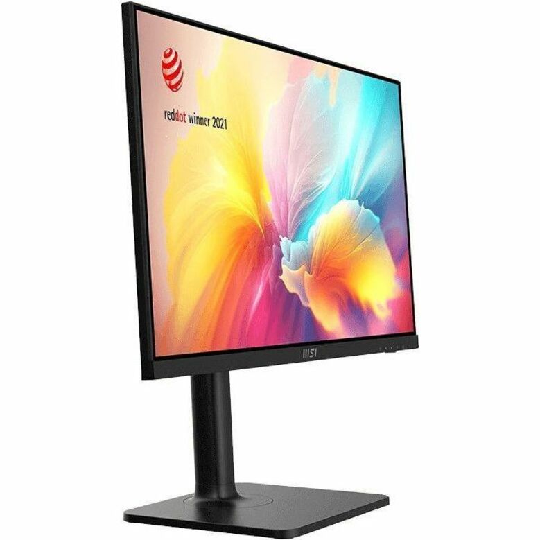 Angled view of MSI Modern MD2412P monitor displaying vivid HDR content