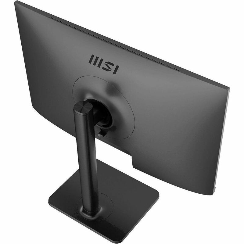 Side angle view of MSI Modern MD2412P monitor highlighting adjustable stand features