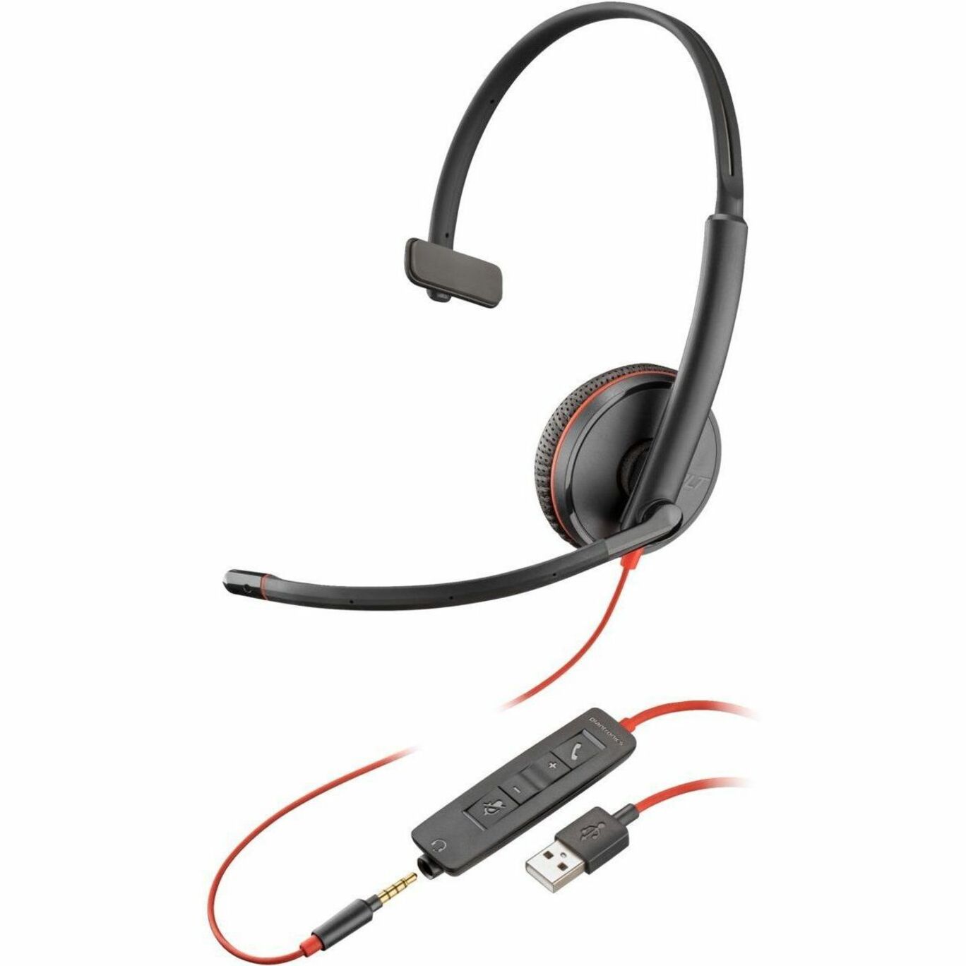 Poly Blackwire 3215 Monaural USB-A Headset TAA (Bulk) Leicht Geräuschunterdrückung Breitband-Audio 