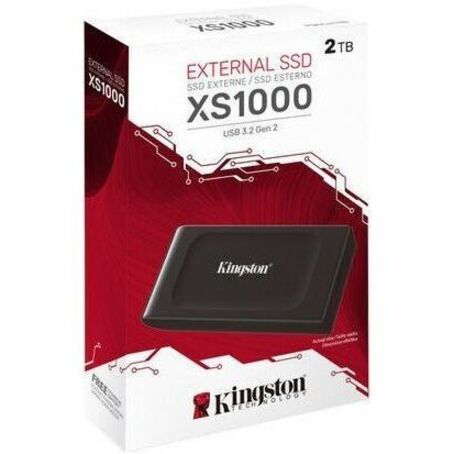 Kingston XS1000 retail packaging with product specifications and design