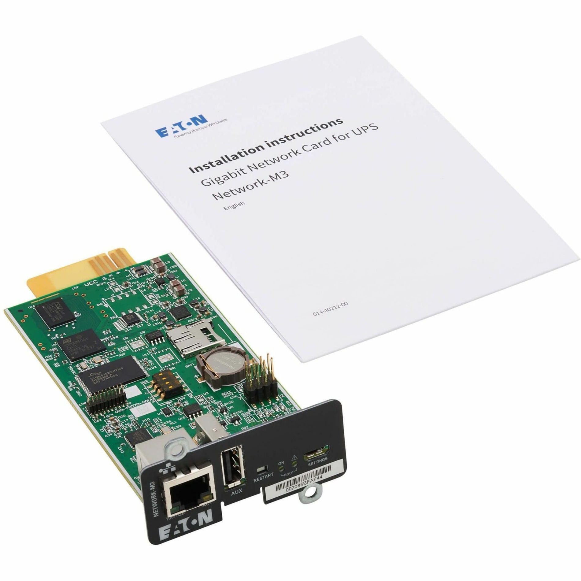 Carte Ethernet Gigabit NETWORK-M3 d'Eaton pour UPS et PDU certifiée UL 2900-1 et IEC 62443-4-2