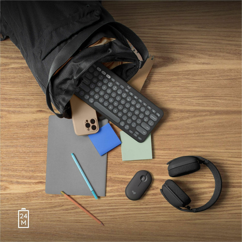 Lifestyle image of Logitech Pebble 2 M350s with mobile work accessories