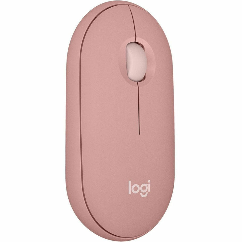 Logitech Pebble 2 M350s wireless mouse in Tonal Rose color showing top view with minimalist design