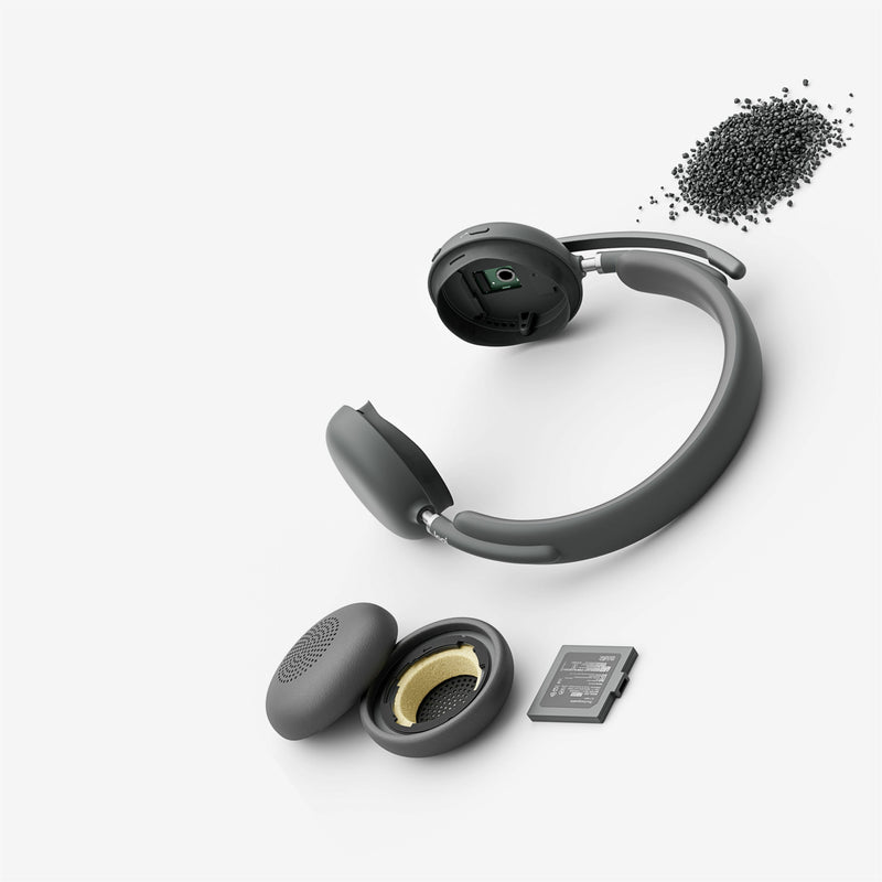 Exploded view of Logitech Zone 950 headset showing internal components