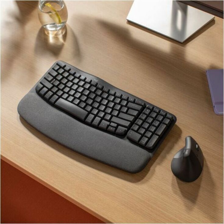 Logitech 920-012058 Teclado Wave para Negocios Ergonómico Inalámbrico Bluetooth Compacto con Reposapolsa