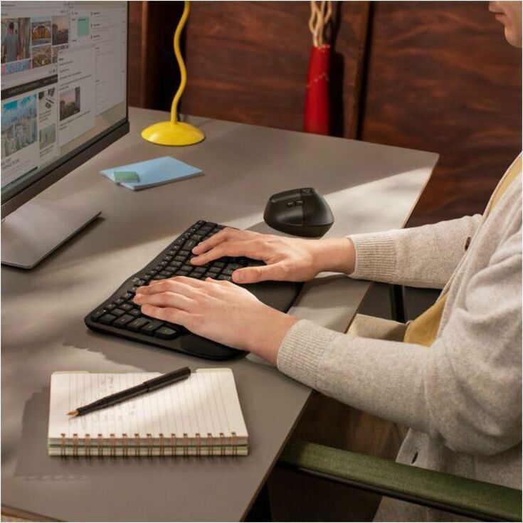 Logitech 920-012058 Teclado Wave para Negocios Ergonómico Inalámbrico Bluetooth Compacto con Reposapolsa