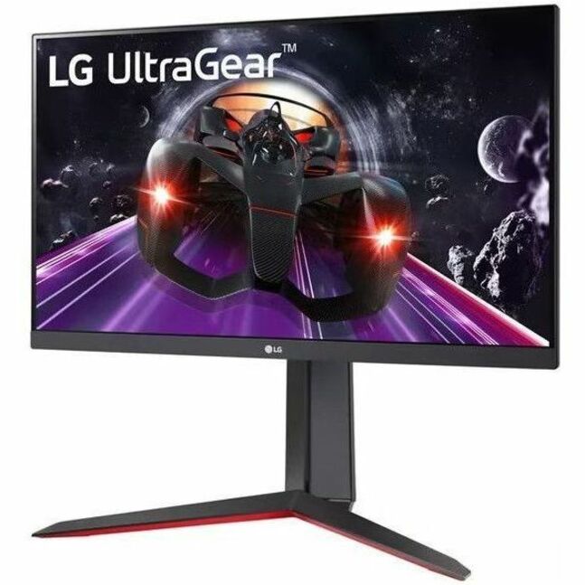 Front view of LG UltraGear 24-inch gaming monitor with futuristic gaming graphic display