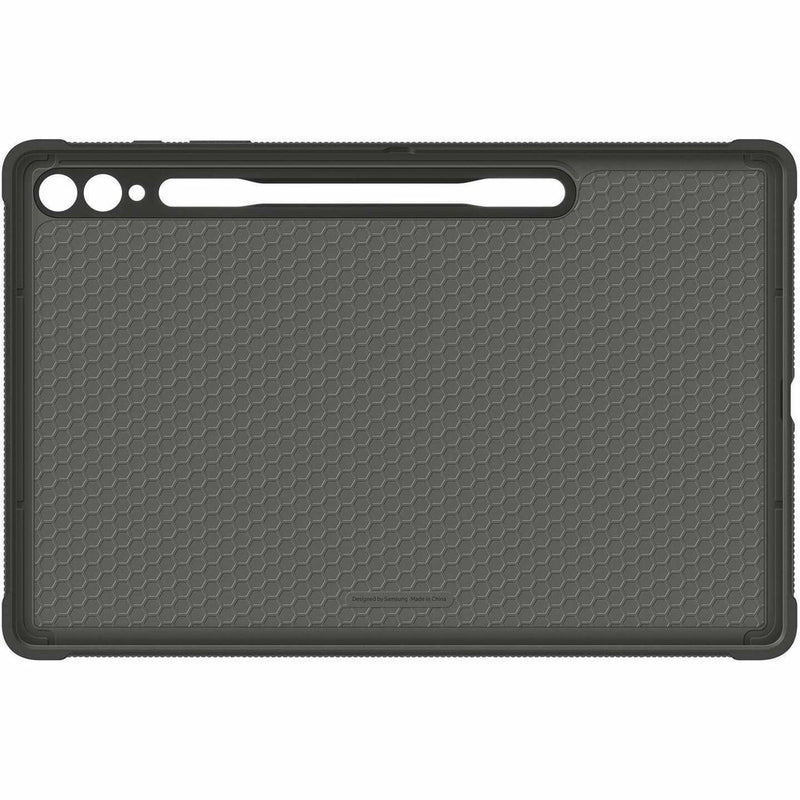 Detailed view of Samsung Galaxy Tab S9 Ultra case back panel showing protective pattern