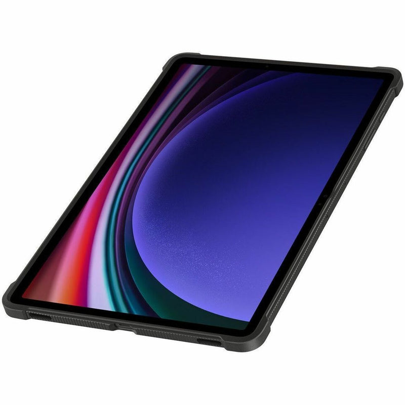 Side angle view of Samsung Galaxy Tab S9 Ultra in protective case showing slim profile