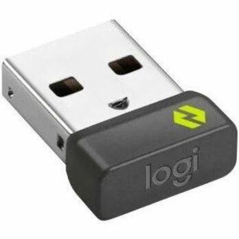 Close-up of Logitech Bolt USB receiver with green accent