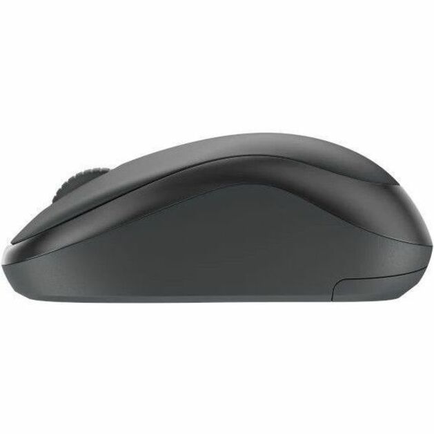 Side profile view of Logitech M240 mouse showing ergonomic curves and height profile