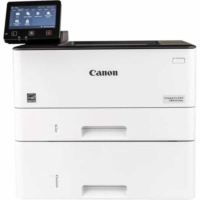 View of Canon LBP247DW with multiple paper trays