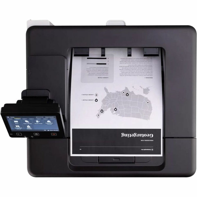 Top view of Canon LBP247DW showing paper path and output tray