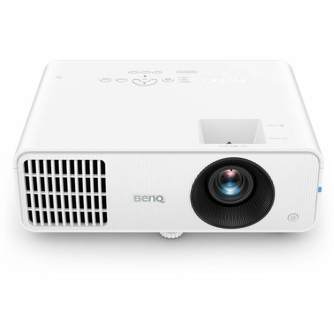 Front view of BenQ LH650 white laser projector showing lens and ventilation system-alternate-image1