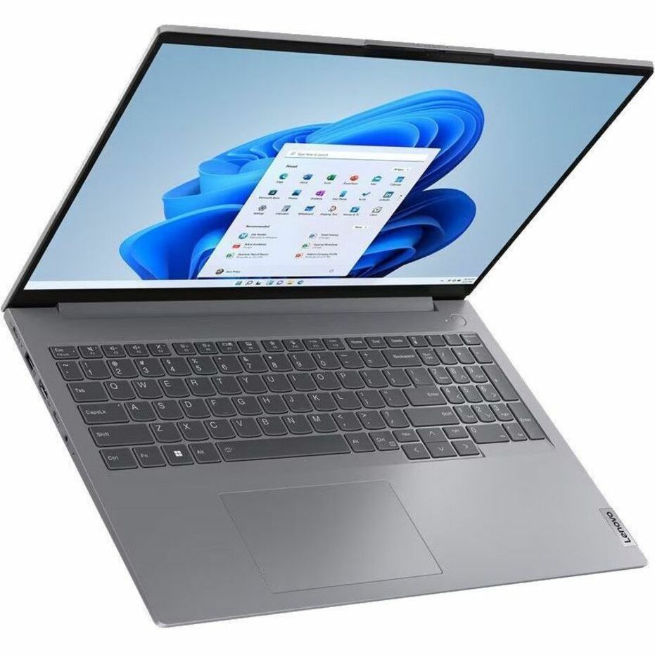 Angled view of Lenovo ThinkBook 16 G6 IRL showing Windows 11 interface and keyboard layout-alternate-image7