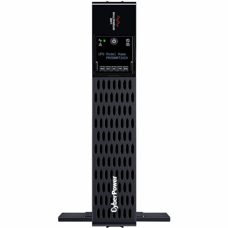 CyberPower UPS in tower configuration showing front panel and ventilation design