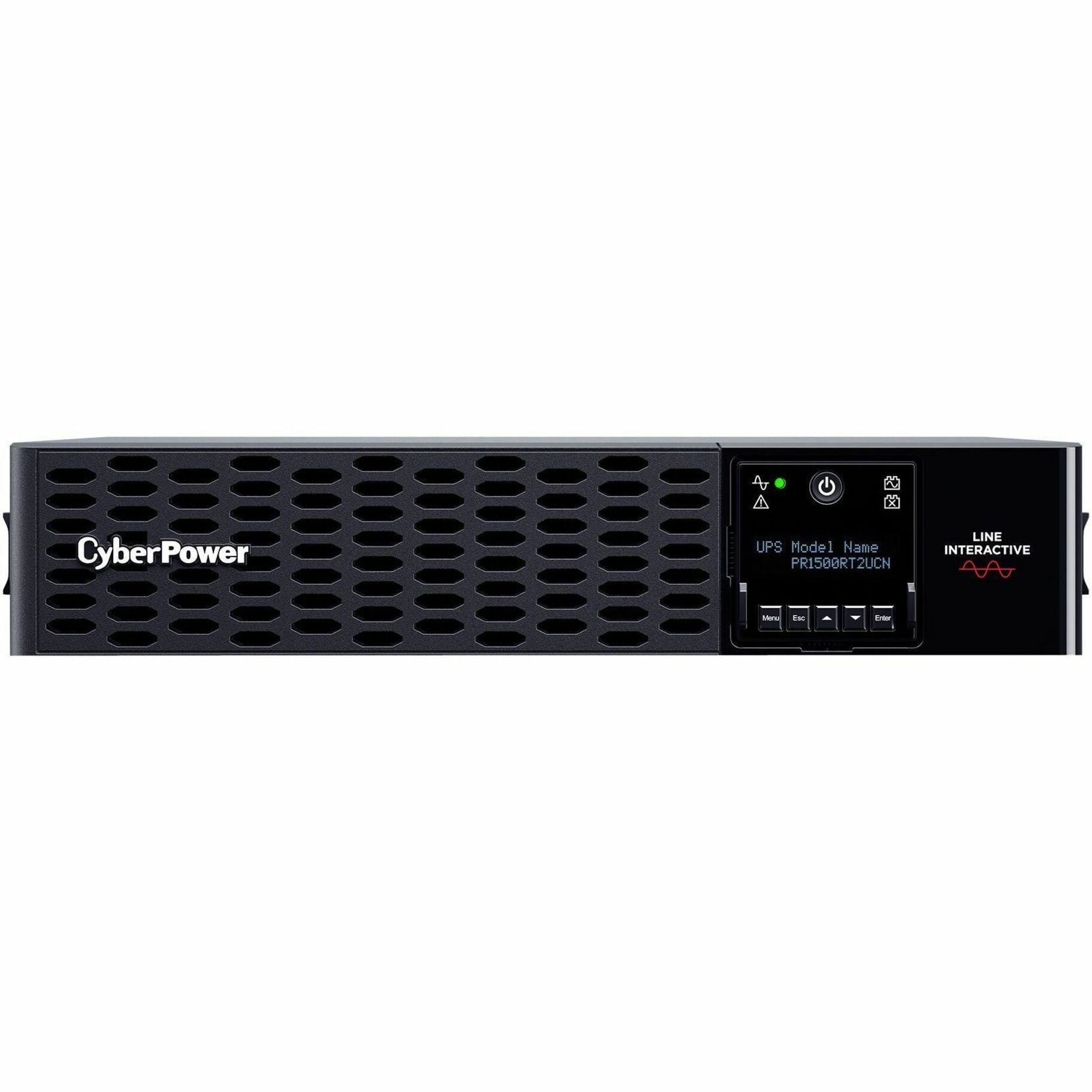 Front view of CyberPower PR1500RT2UCN Smart App UPS in rack mount configuration-alternate-image1