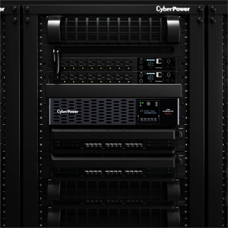 PR2000RT2UCN installed in server rack with other equipment