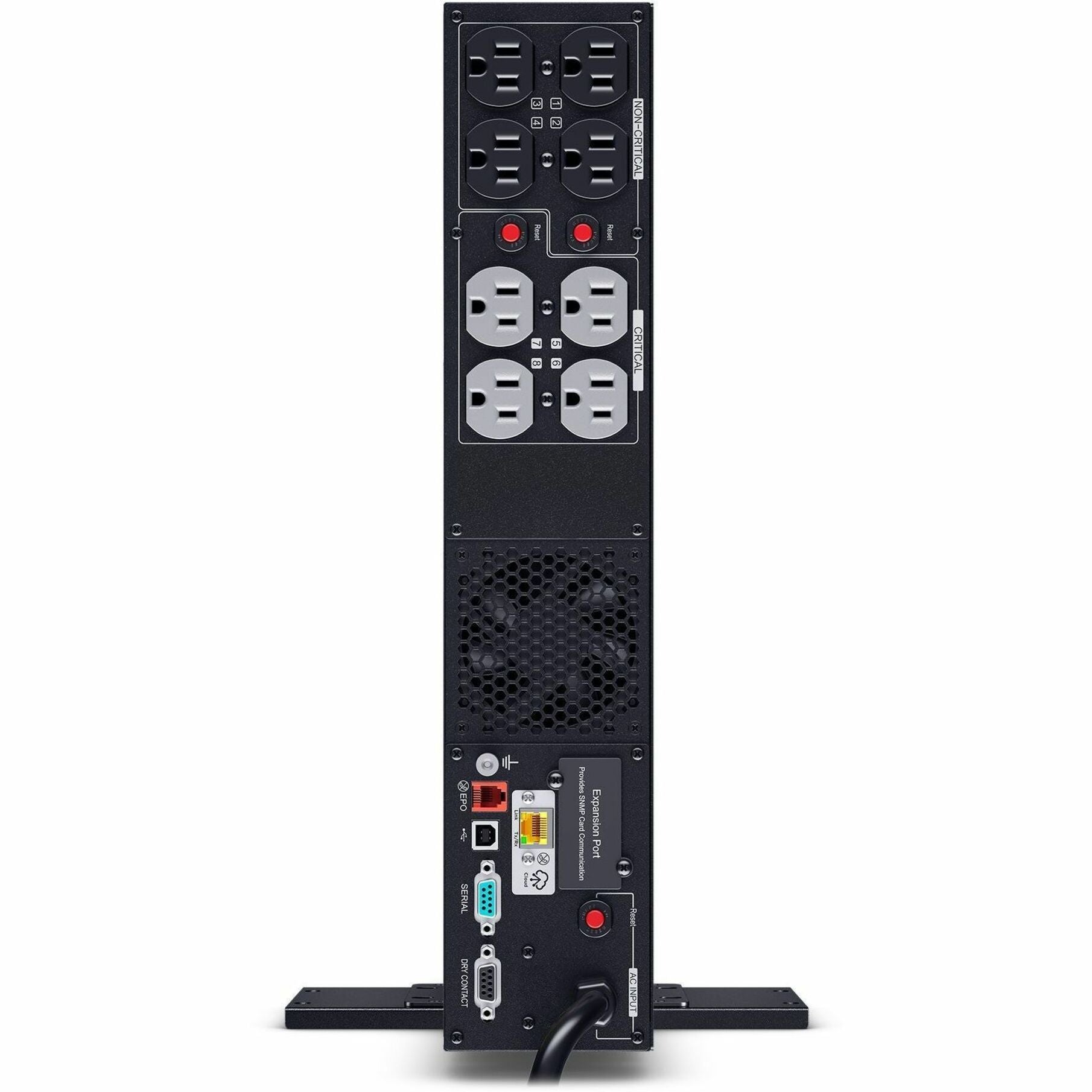 Vertical view of PR1500RT2UC rear panel showing outlet configuration-alternate-image6