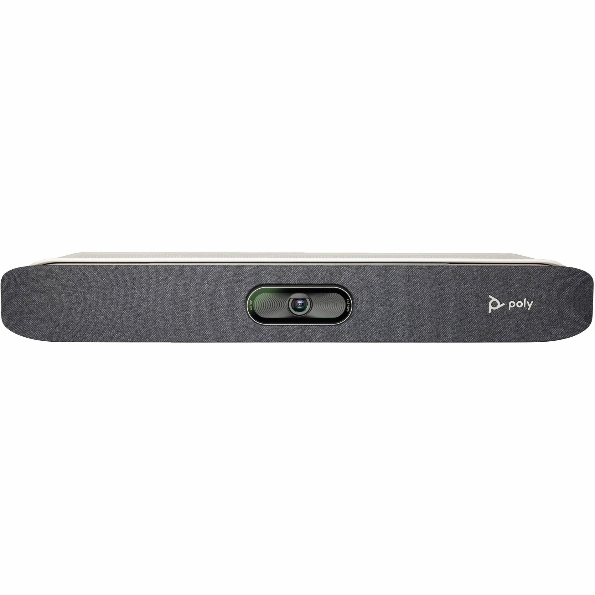 Front view of the Poly Studio X30 video conferencing bar showing fabric-wrapped exterior and integrated camera-alternate-image1