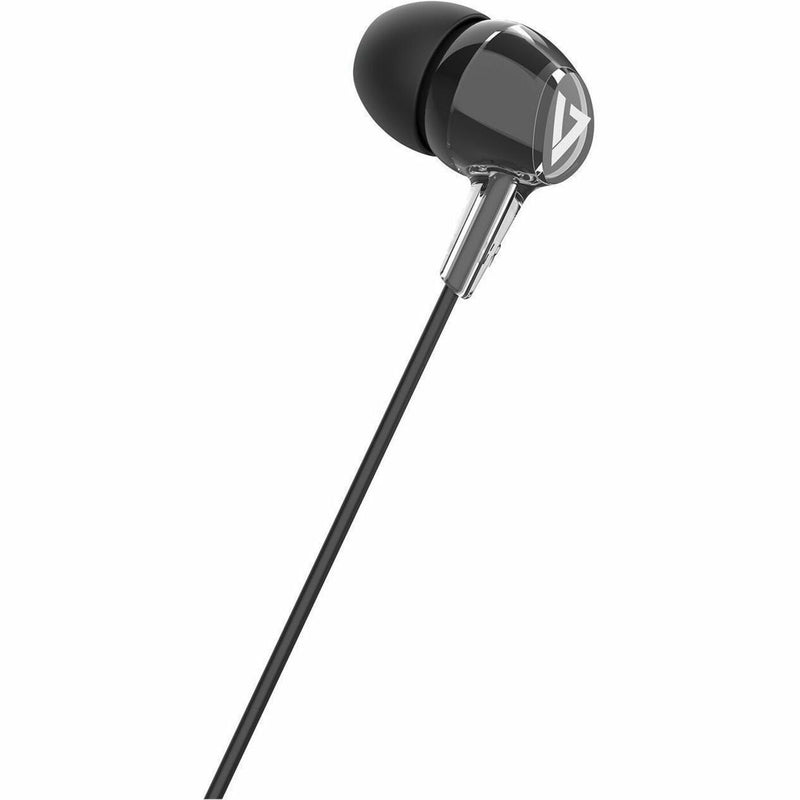 Detailed view of V7 HA220 earbud showing acoustic design