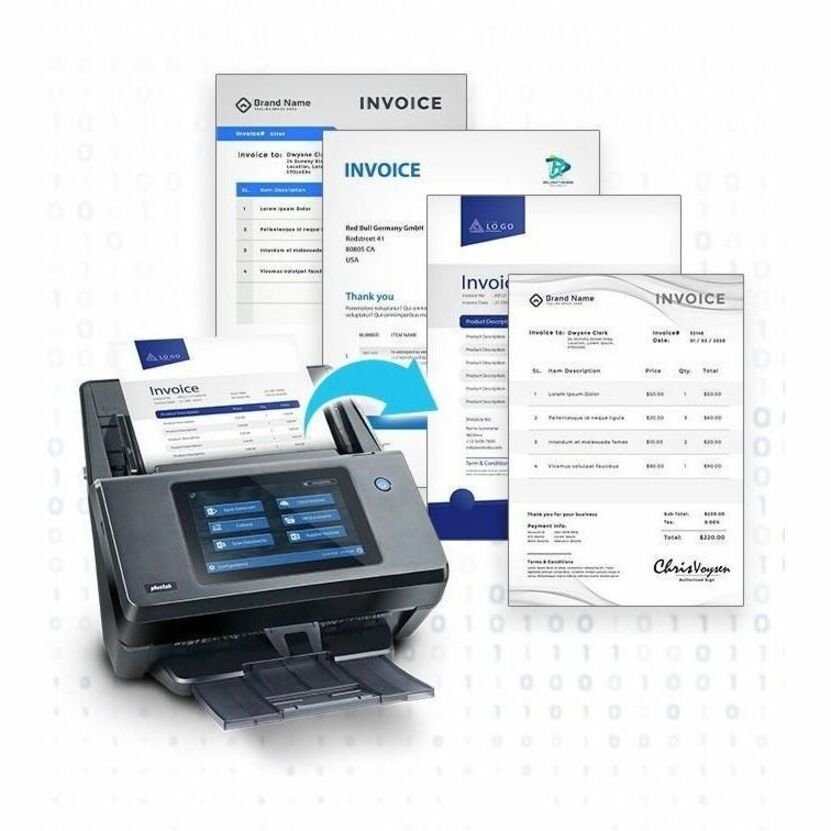 Plustek eScan A450 Pro scanner with sample invoices and digital workflow demonstration-alternate-image3