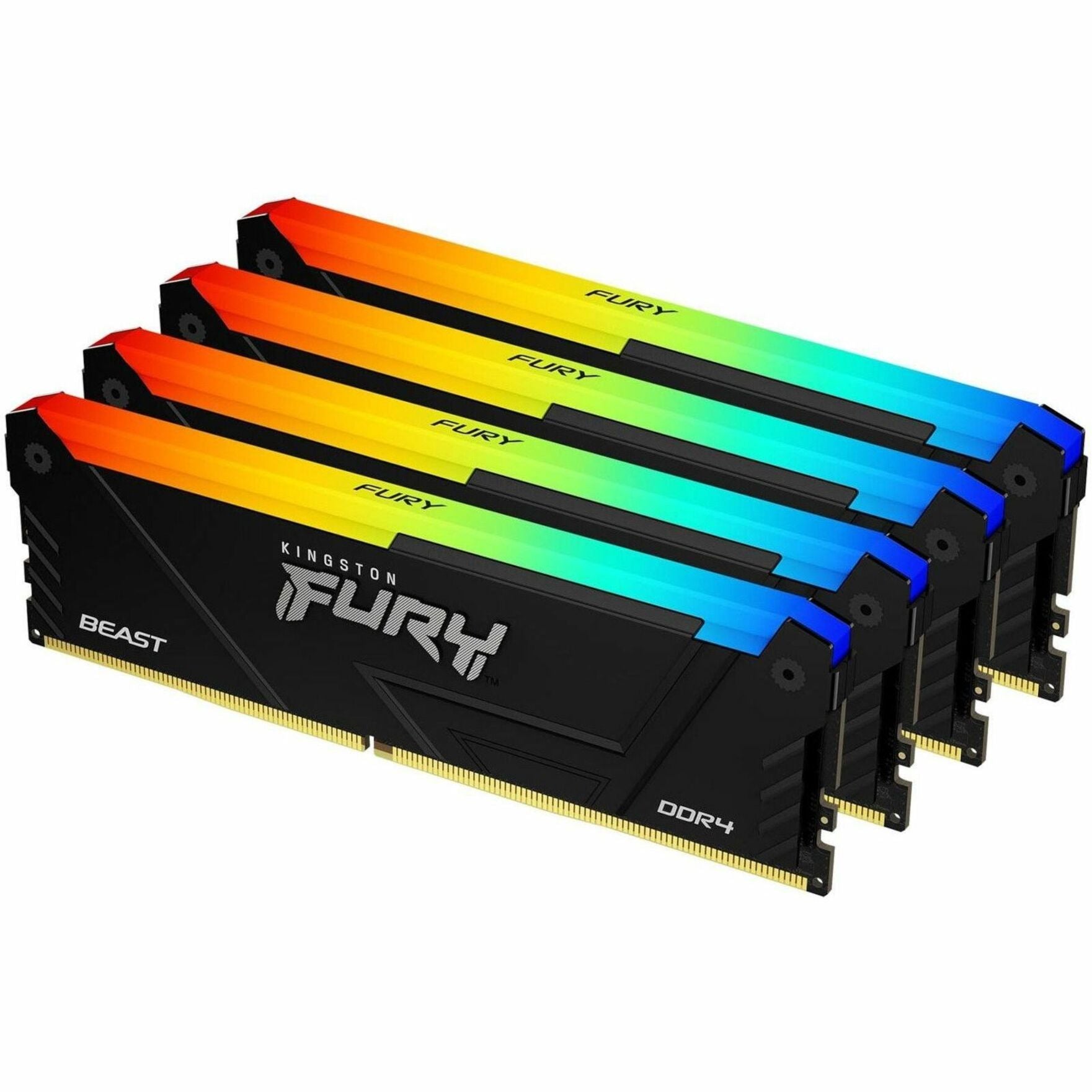 Kingston KF432C16BB2AK4/64 FURY Beast 64GB (4 x 16GB) Kit Memori DDR4 SDRAM RGB CL16 3200 MHz