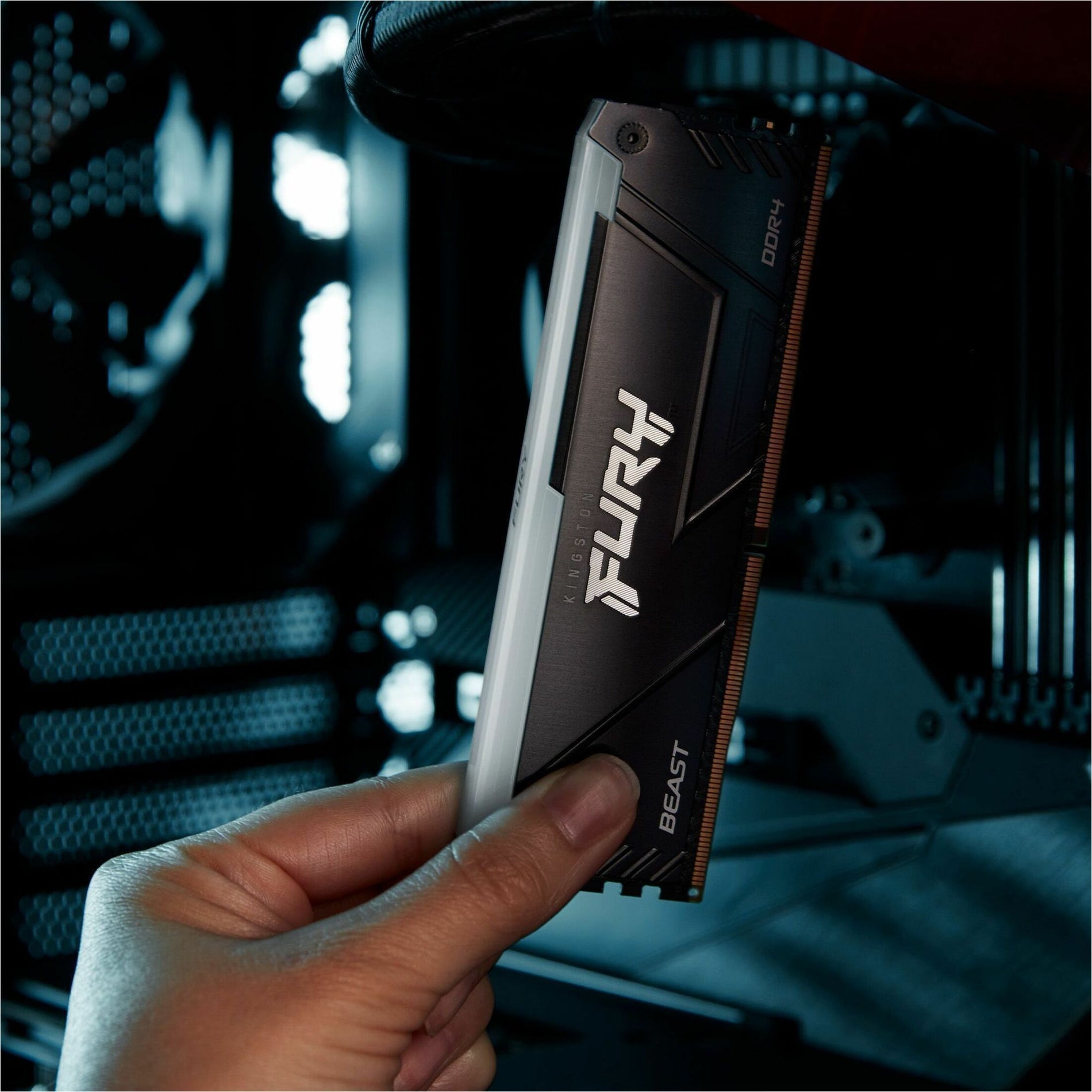 Hand holding Kingston FURY Beast DDR4 module showing detailed engineering-alternate-image8