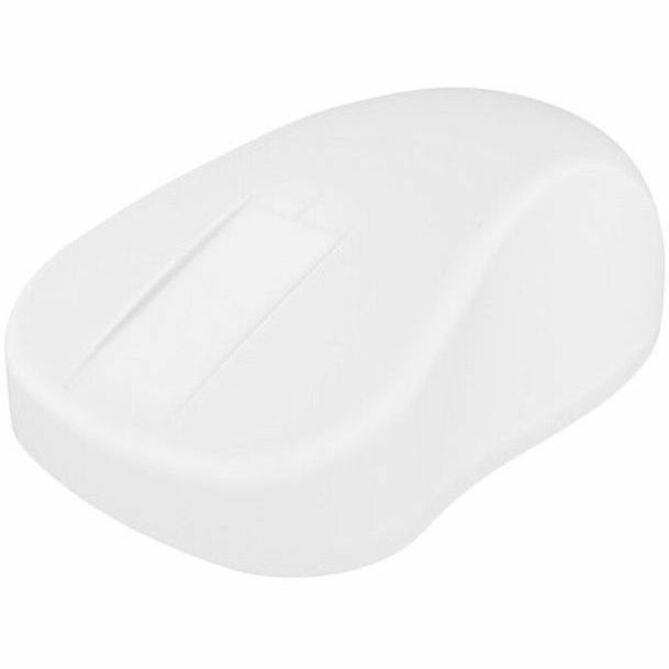 Top angled view of white sealed silicone medical mouse showing smooth surface design