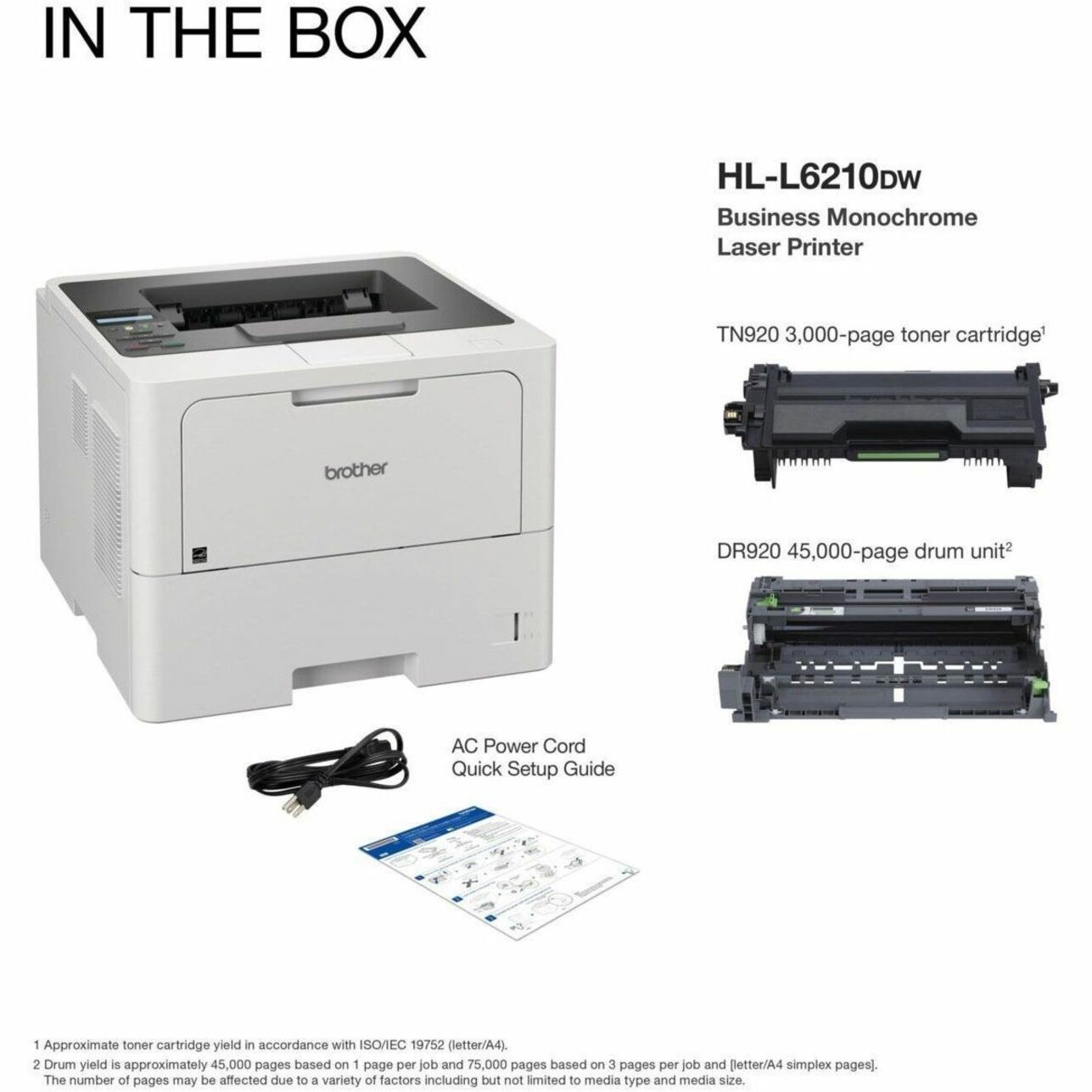 Bror HLL6210DW HL-L6210DW Forretnings Monokrom Laserprinter Trådløst Nettverk Duplex Utskrift Stor Papirkapasitet