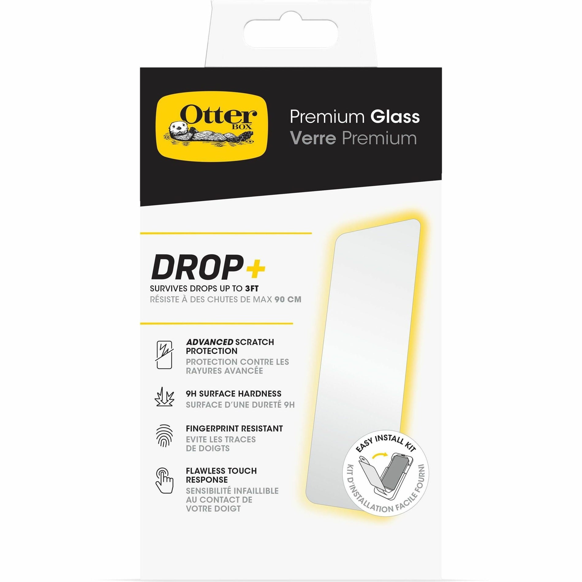 OtterBox 77-93966 iPhone 15 Premium Glass Antimicrobial Screen Protector, Easy to Apply, 9H Surface Hardness