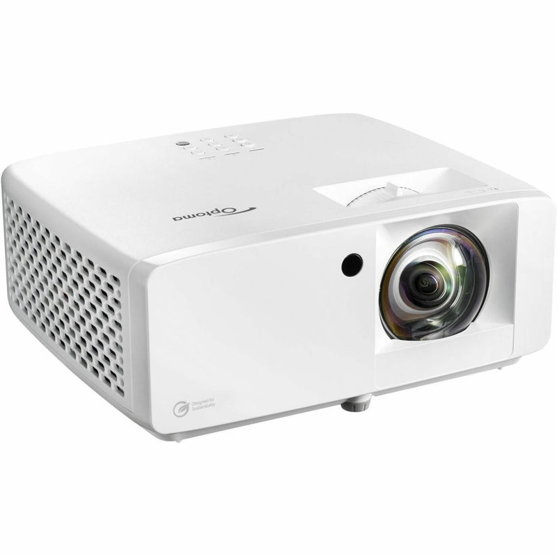 Angled view of Optoma ZK430ST showing ventilation system and cooling design