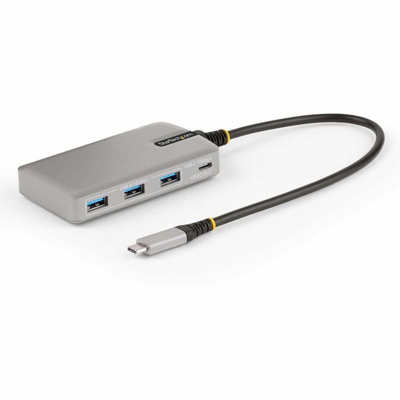 StarTech.com 4-Port USB-C Hub in space gray with three USB-A ports and one USB-C port