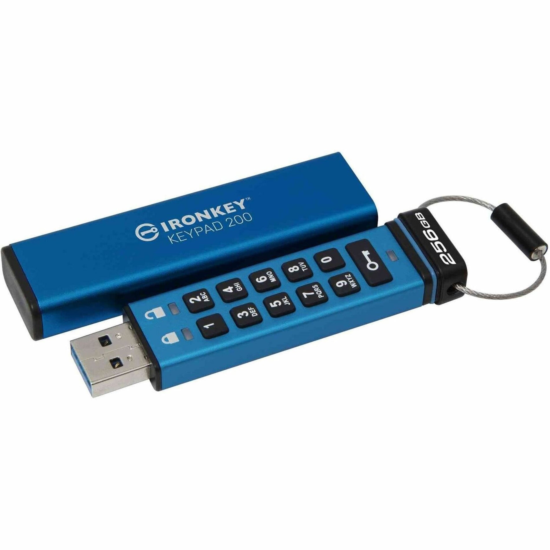 IronKey IKKP200/256GB Keypad 200 256GB USB 3.2 (Gen 1) Type A Flash Drive, Digitally Signed Secure Firmware, Customizable PIN, Tamper Resistant, Dust Proof, Water Proof, PIN Pad Protection