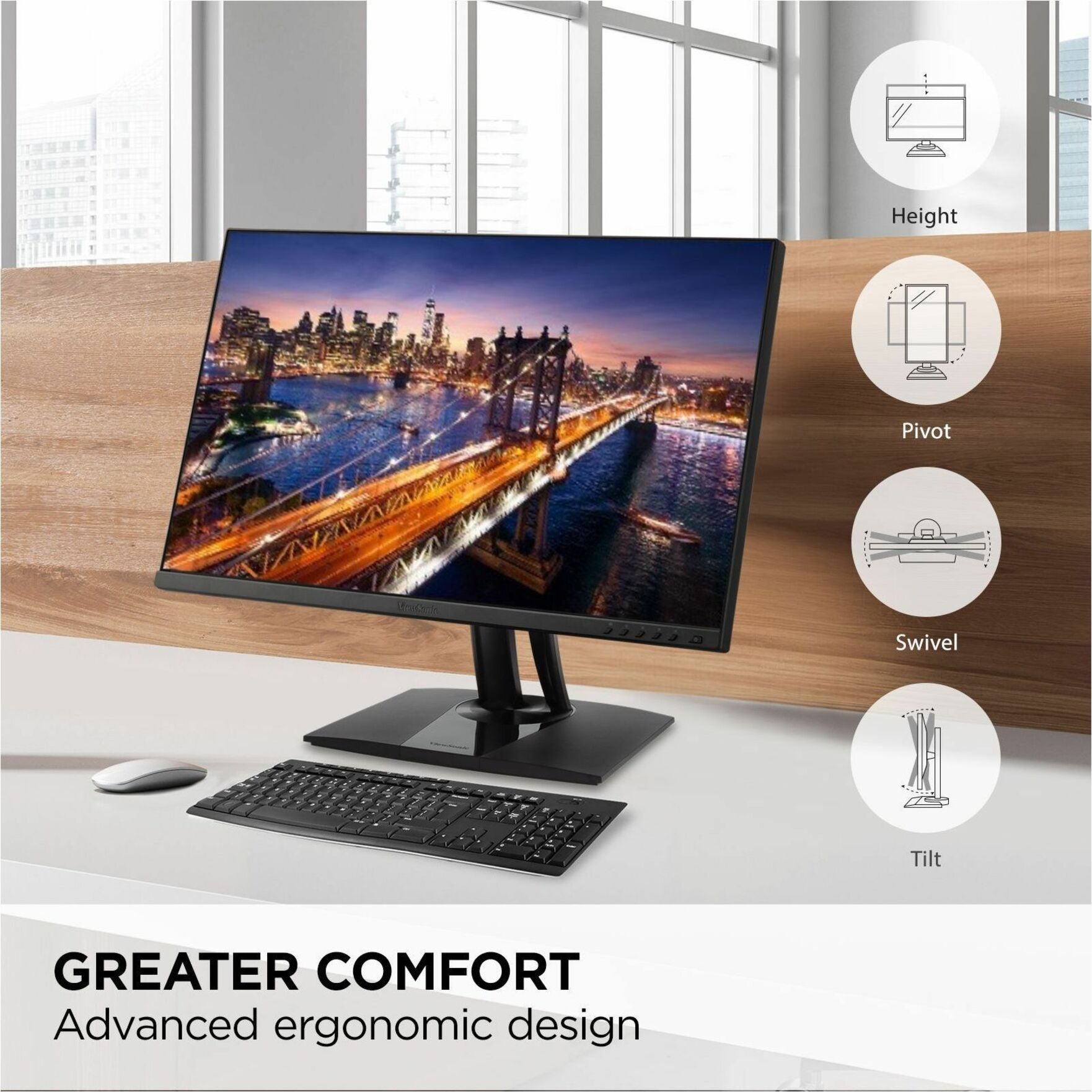 Monitor ViewSonic VP275-4K ColorPro 4K UHD ergonómico diseñado para Surface con USB C monitor LED de 27"