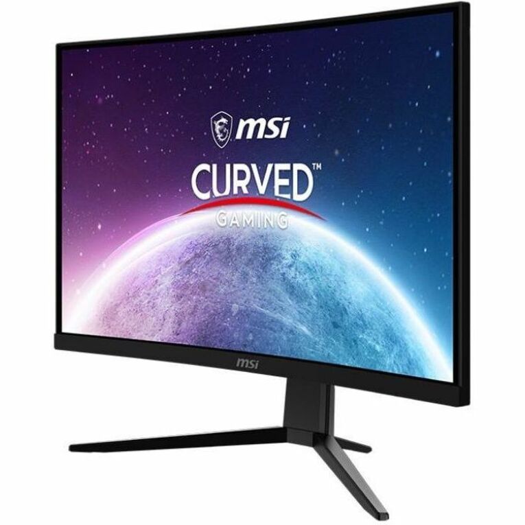 Front angled view of MSI G2422C curved gaming monitor showing the display with space-themed MSI Curved Gaming branding