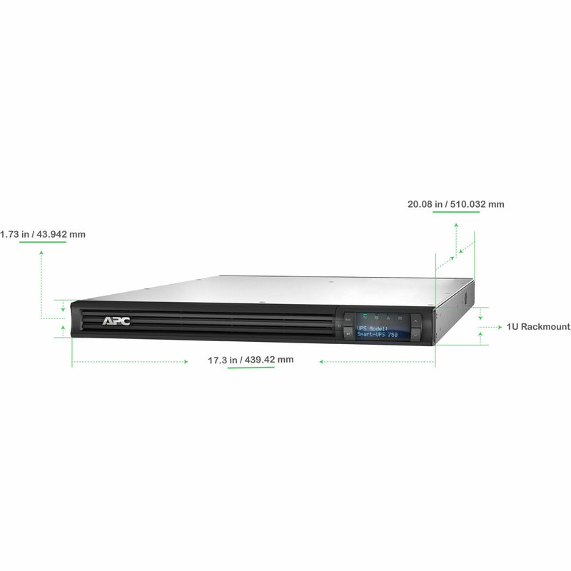 Dimensional diagram of APC Smart-UPS showing exact measurements