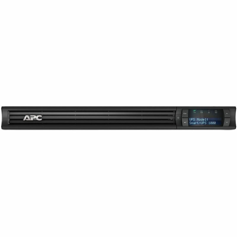 Front angle view of APC Smart-UPS showing 1U rack mount design