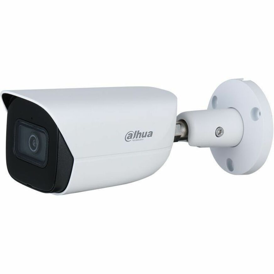 White Dahua bullet security camera with black lens housing mounted on adjustable bracket-alternate-image1