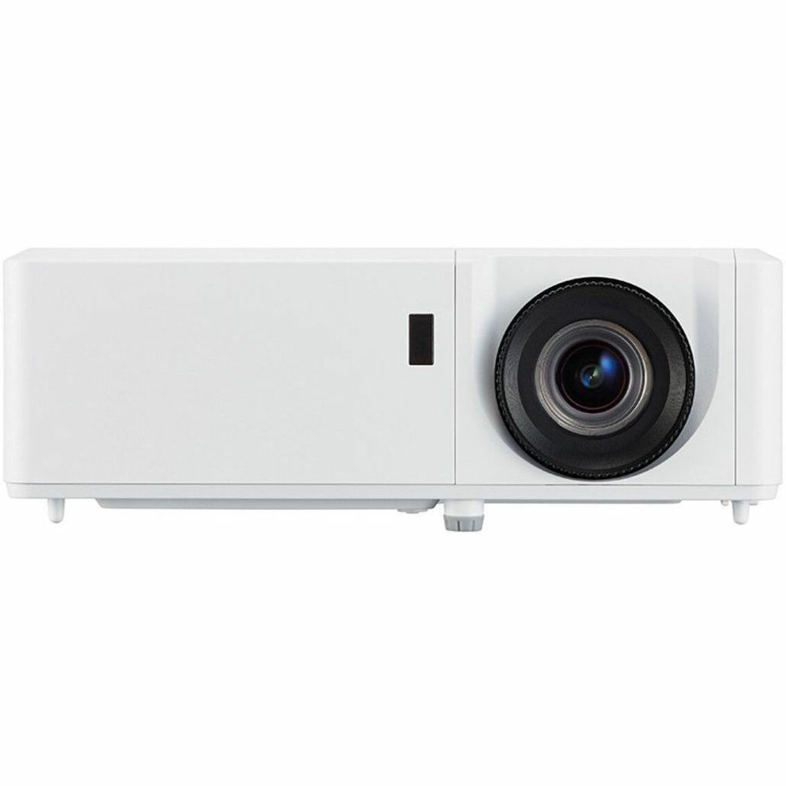 Front view of Ricoh PJ WUL5860 projector highlighting the professional design and lens system-alternate-image2