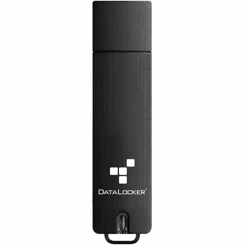 DataLocker Sentry 5 USB flash drive featuring a black brushed metal finish with white DataLocker logo and integrated USB connector