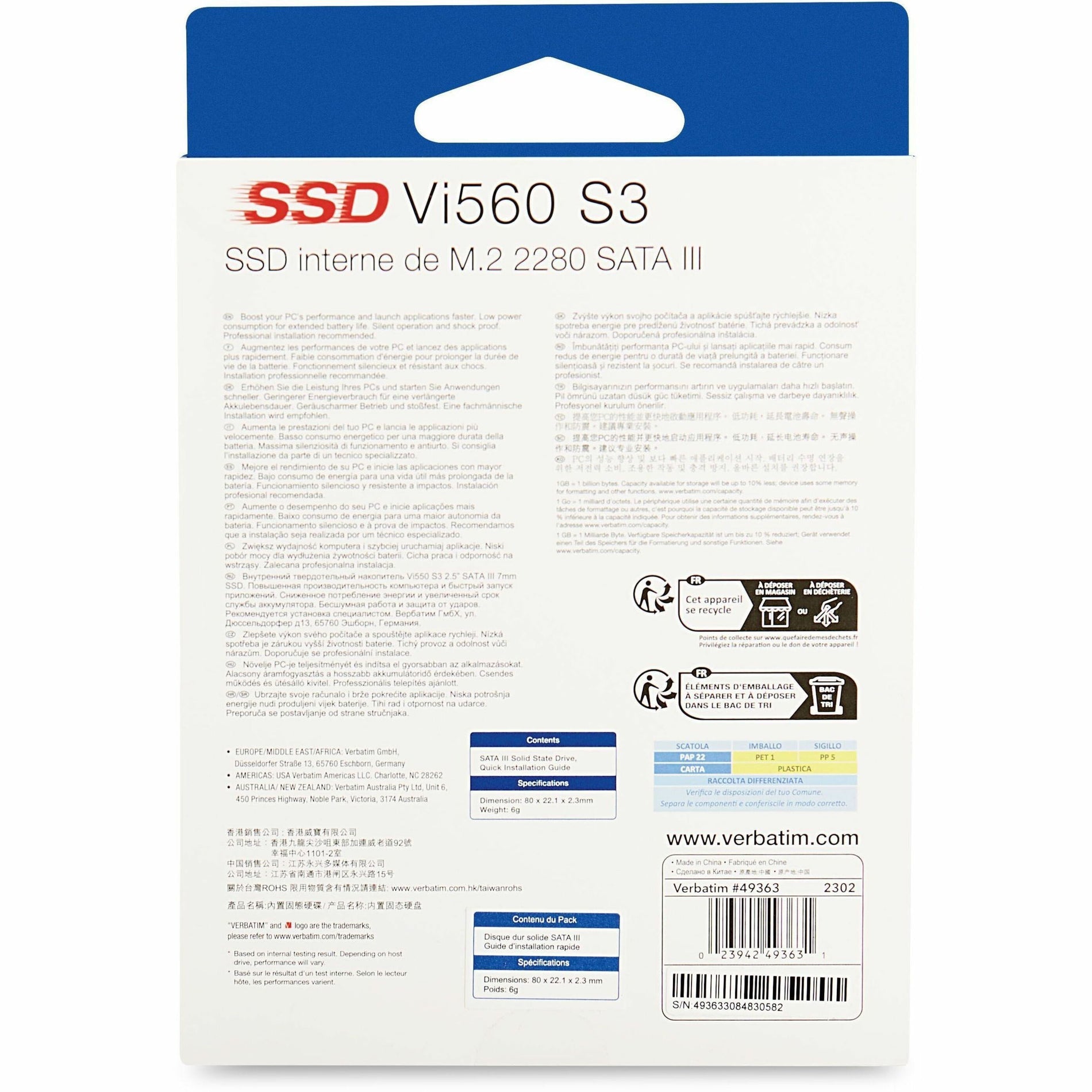 Verbatim 512GB Vi560 Network Internal SATA Hardwares – 2280 (49363) M.2 III SSD