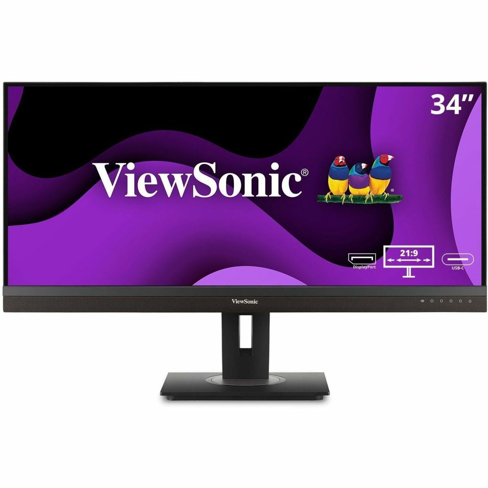 ViewSonic VG3456A 34英寸IPS LCD WQHD显示器（HDMI、DP和USB-C），亮度300尼特，1670万色 品牌名称：ViewSonic，将品牌名称翻译为中文：视达