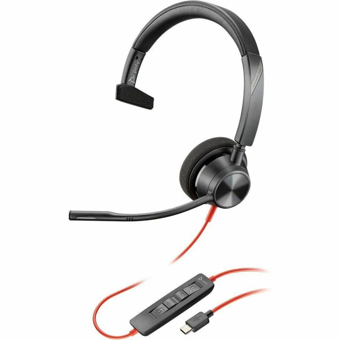 Poly 8X215AA Blackwire 3310 Mono USB-C Headset Op-oor Ontwerp Boom Microfoon.