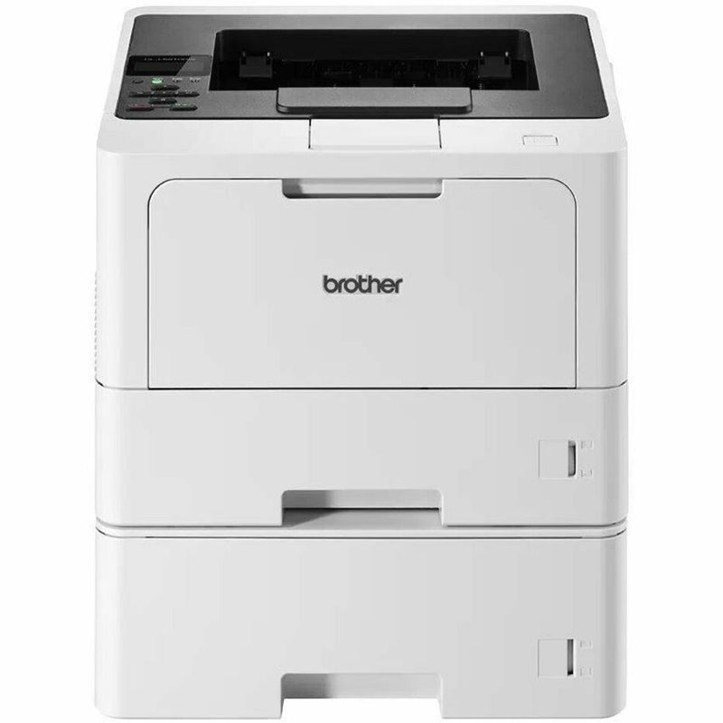 Front view of Brother HL-L5210DWT laser printer showing dual paper trays and control panel