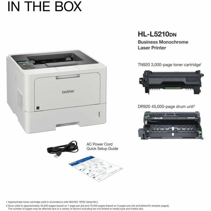 In-the-box contents of Brother HLL5210DN printer