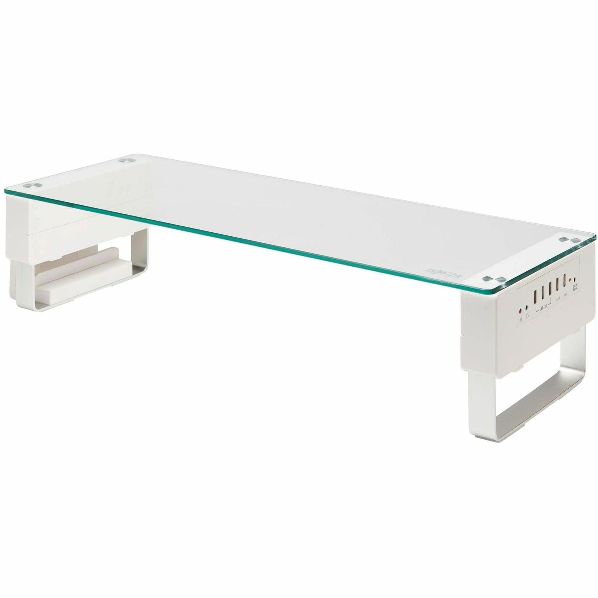 Dynamic angle view of monitor riser showing glass top and white frame-alternate-image8