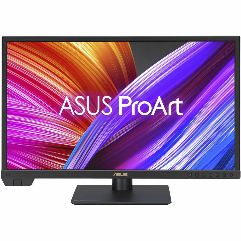 Front view of ASUS ProArt PA24US showing color accuracy demo