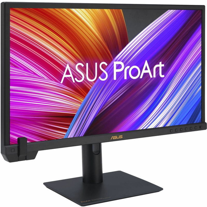 Front view of ASUS ProArt PA24US monitor displaying colorful abstract pattern