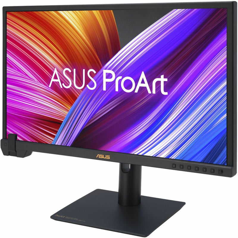 Angled view of ASUS ProArt PA24US showing vibrant display content